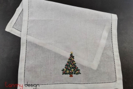  Bộ khăn lau tay Noel trắng thêu thông kim(6 chiếc)